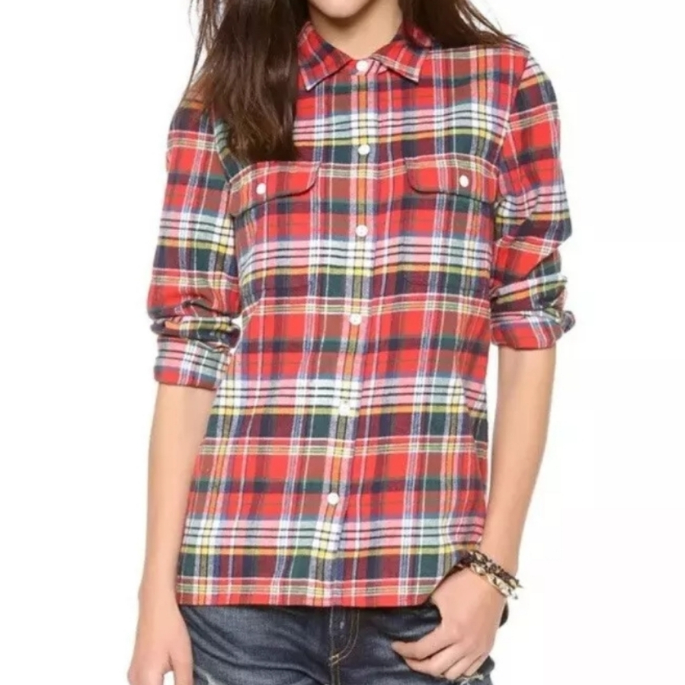 Madewell 1937 Red Buffalo Plaid Flannel Button Down Long Sleeve Shirt